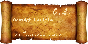 Országh Letícia névjegykártya